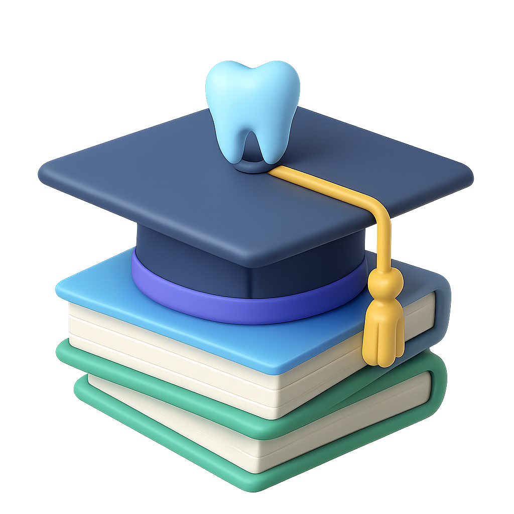 3D illustration of books and a graduation cap